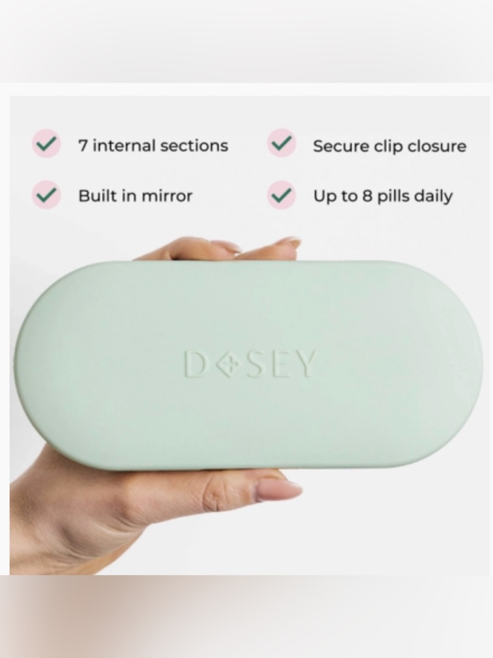 Dosey 7-Day Pill Compact - Mint Green - Picture 3 of 3